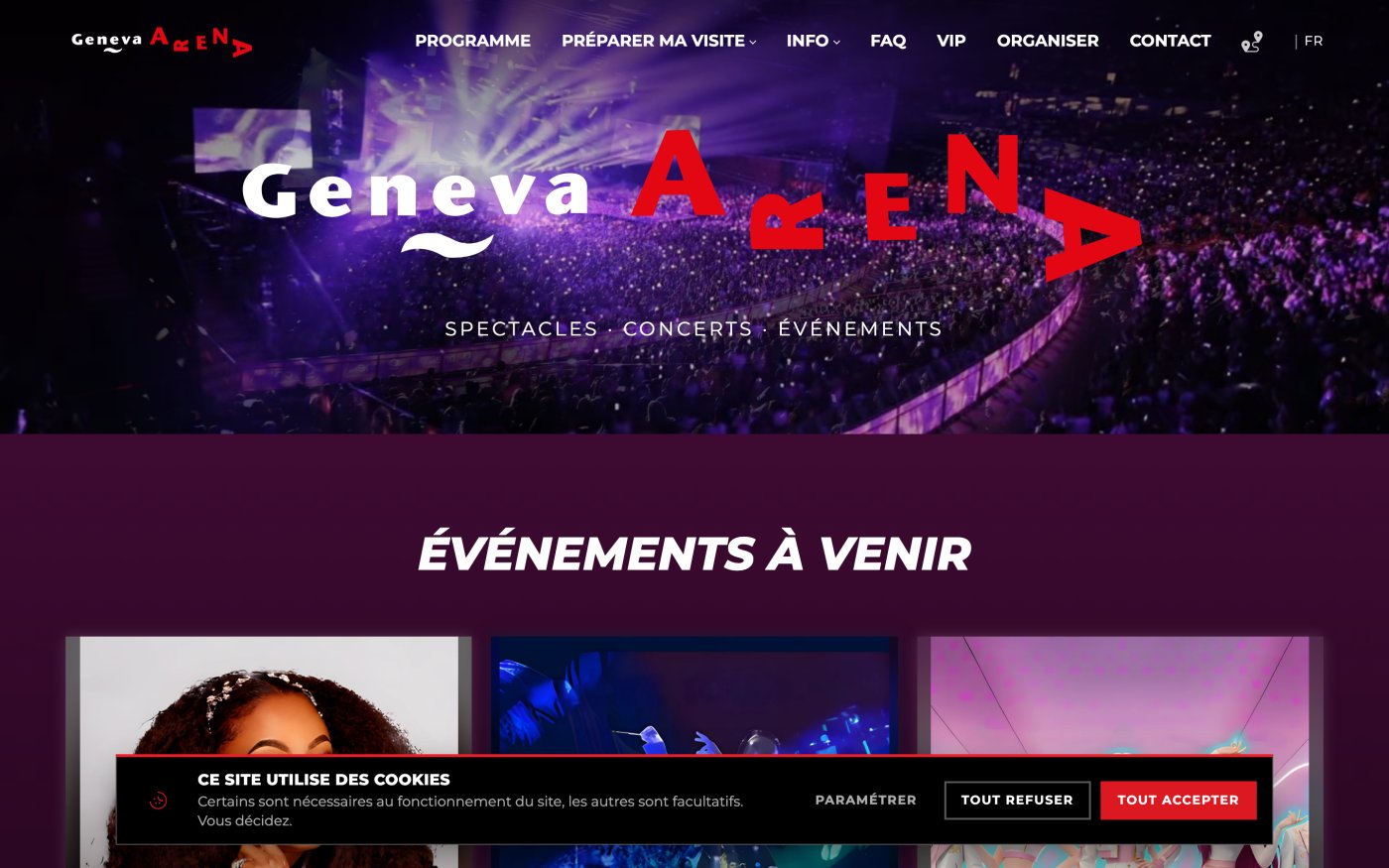 Refonte du site de la Genève Arena - Pixinside référence web