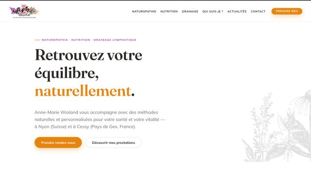 Refonte du site vitrine Am Naturo — référence web Pixinside